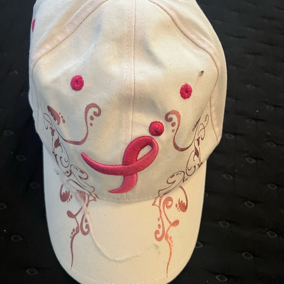 Susan G. Komen Accessories - white Cap with Pink Ribbon Embroidery - Women's Awareness Baseball Hat